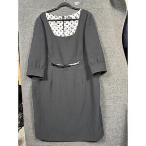 Tahari Arthur S. Levine Dress Womens 18W Black Sheath Belted Stretch Career